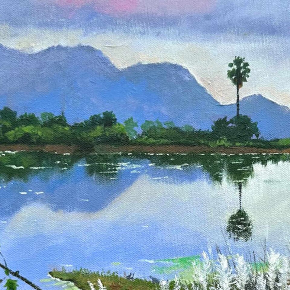Oil color painting of a lake